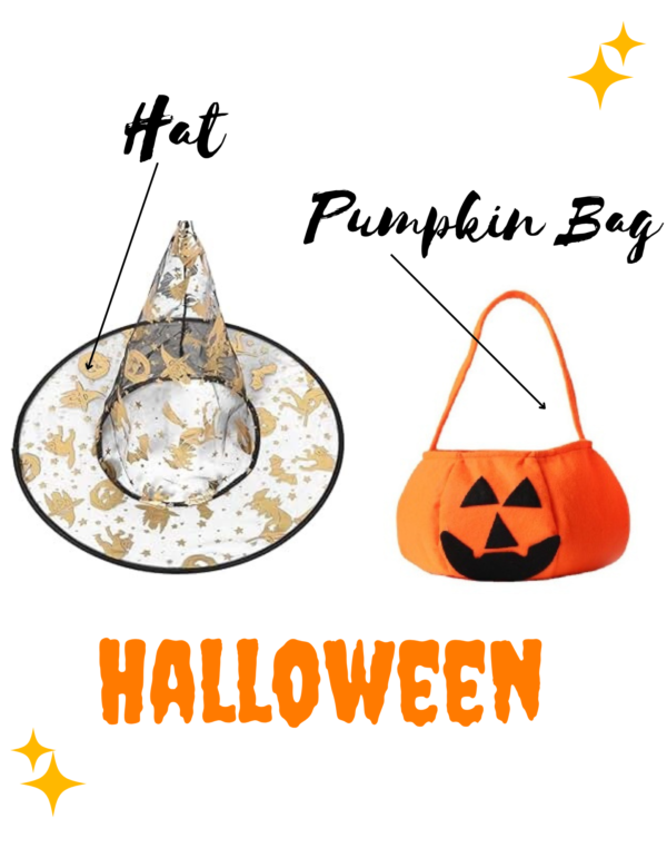 Halloween Ghost black Cap with Pumpkin Bag
